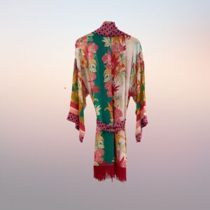 KIMONO silk ivresse tropicale FRINGED